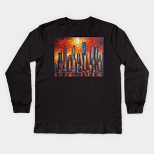 Skyline - cubism abstract Kids Long Sleeve T-Shirt